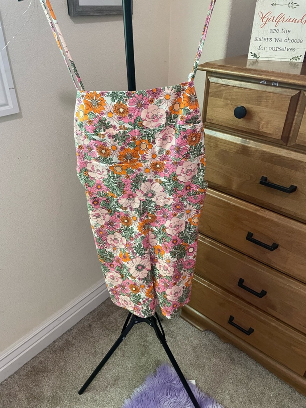 Floral Pink & Orange Cotton Sundress
